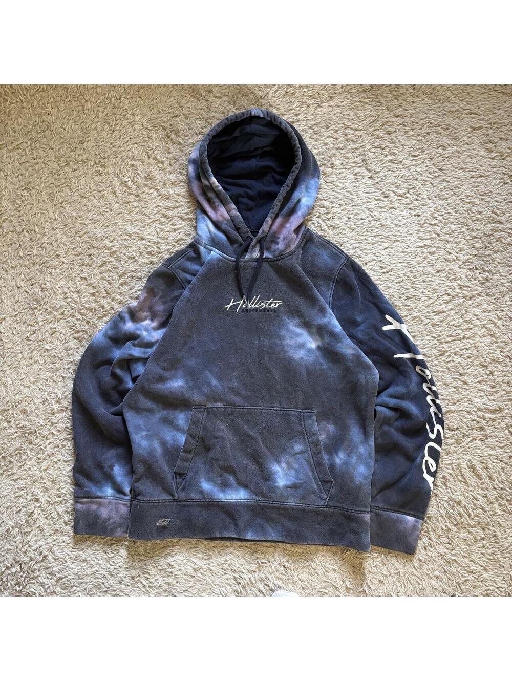 Hollister Co. black & gray tie-dye hoodie